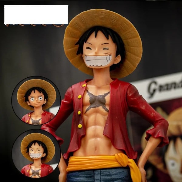 One Piece Anime Figur Confident Smiley Luffy Three Form Face Changing Doll Action Figurine Model Legetøj