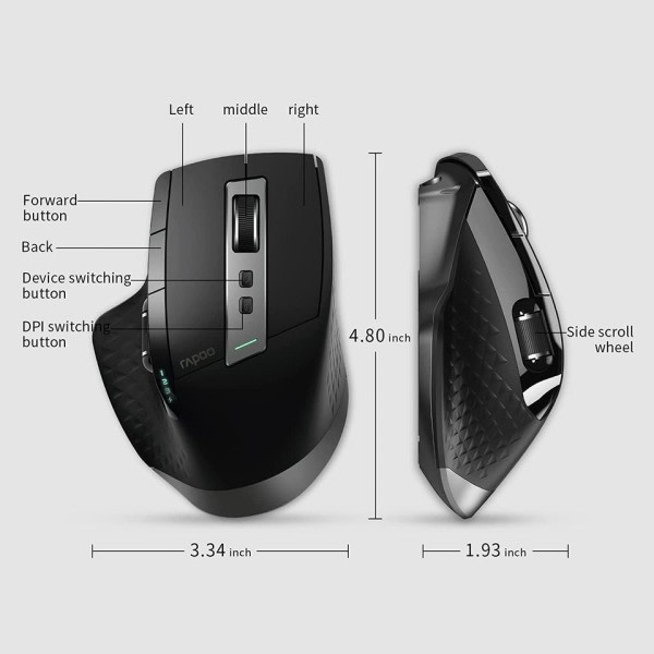 Multimodus Oppladbar Trådløs Mus Ergonomisk DPI Bluetooth Mus