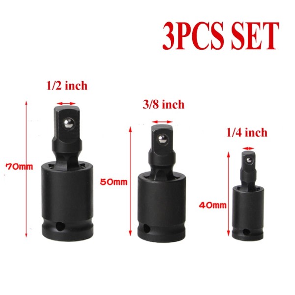 Impact Universal Joint Set 1/4inch 3/8inch 1/2inch Drive Chrome Moly U Joint Sockets Access Svåligare Fästelement