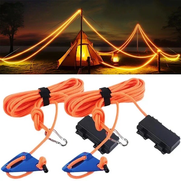 LED Camping Vind Tau Lysende Lampe Markise Telt Tak Anti-Trip
