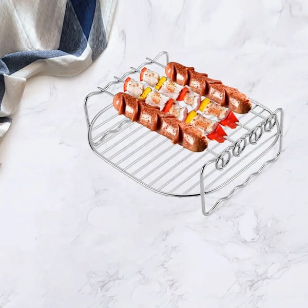 Bakning plåt spett luft fritös rostfritt stål hållare grill ställ dubbeldäck hem