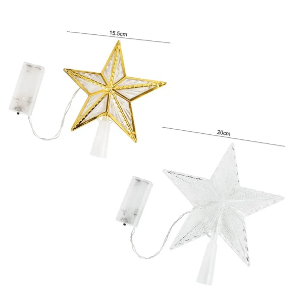 Jul Träd LED Topp Stjärna Ljus Femuddig Stjärna Lampa Batteri Drift Glödande  Xmas dekoration