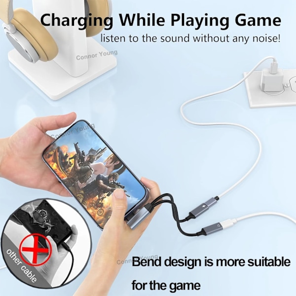 2 in 1 OTG kyynärpää tyyppi USB C  3,5 mm liitäntä AUX ääni kuulokkeet