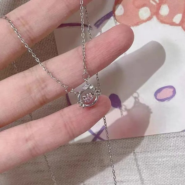 Hello Kitty Sanrio Anime krystal vedhæng halskæder damer pige enkel hvid zirkon elegant halskæde