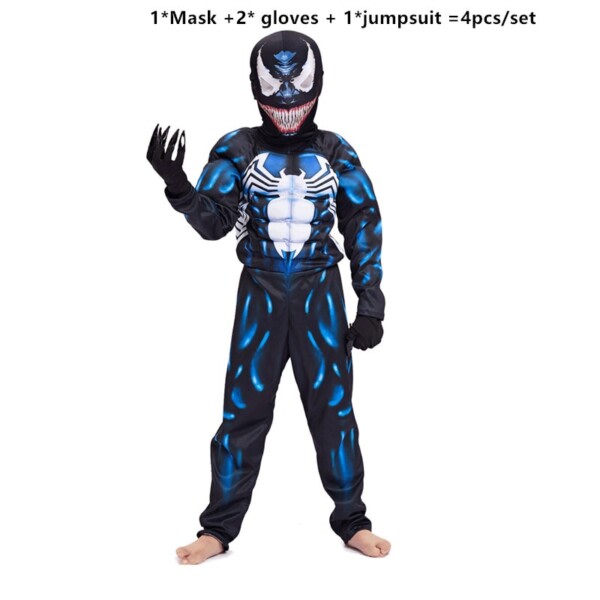 Horror Halloween Kostume For Børn Disfraz Skræmende Venom Muskel Suit Barn Karneval Maskerade Kjole