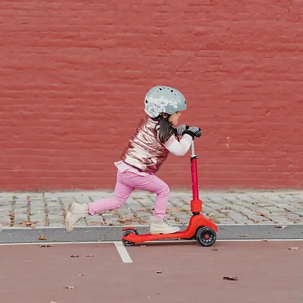 3 Hjul Barn Gear Ziggy Folding Kick Scooter Sort LED Lys Sikker for Kid's