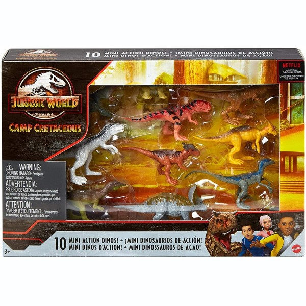 Jurassic World Camp Krita Multipack med 10 Mini Dinosaur Action Figurer