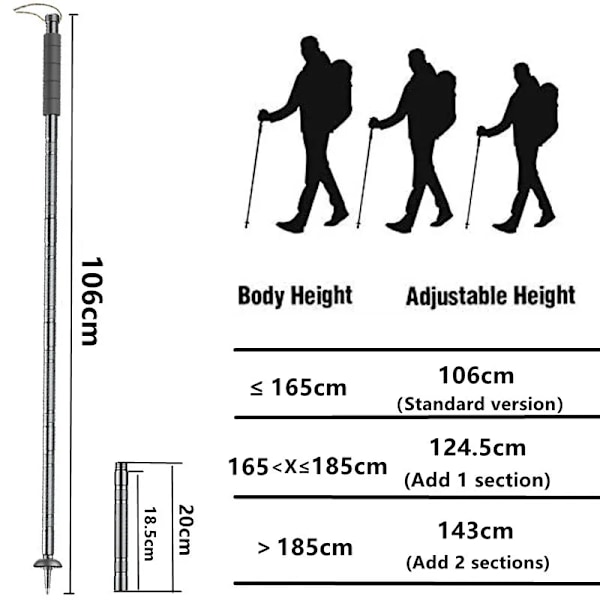 Hög kvalitet Trekking Stång Multifunktionell Aluminium Walking Sticks Ny Fallbar Utomhus Camping Vandring Stick Justerbar Ultralight Alpenstock