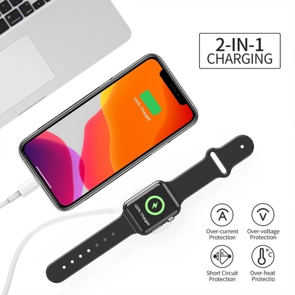 Kabel for Apple Watch Lader Serie 7 8 6 5 SE 4 3 1 USB Rask Bærbar Ladestasjon for iphone 14 13 12  11 pro pluss 10 9