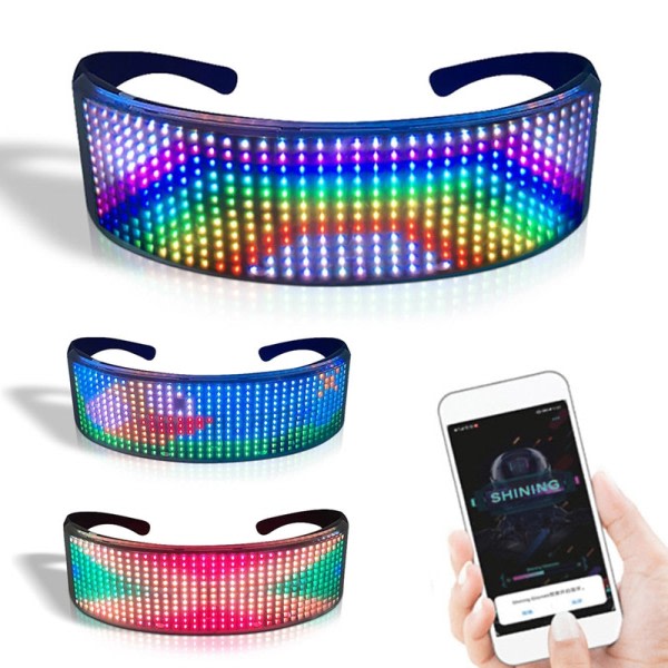 Led lasit Bluetooth DIY Luminous Rave Party Lasit Festival Aurinkolasit Gafas Led Electronic Shining Glasses