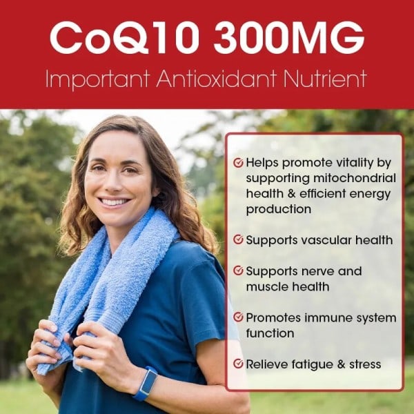 60 Piller 300mg Ekologiska Ultra Hög Absorption COQ10 Koenzym Q10 Främjar Kardiovaskulär Hjärta Hälsa Ger Energi Hälsa Mat