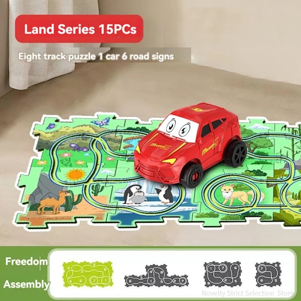 Puzzel Lelu setti rata auto tee-se-itse kokoa pala joustava rautatie rata