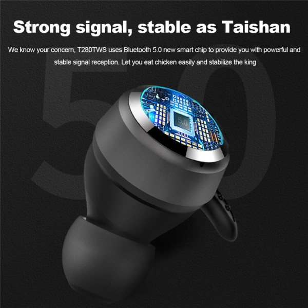 TWS Trådlös Bluetooth Hörlurar Sport Hörsnäckor Djup Bass Hörlurar Vattentäta Headset