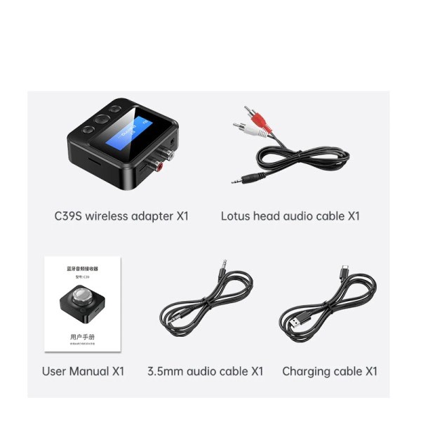 Bluetooth 5.0 Sender Mottaker EDR Trådløs Adapter USB Dongle 3,5mm AUX RCA