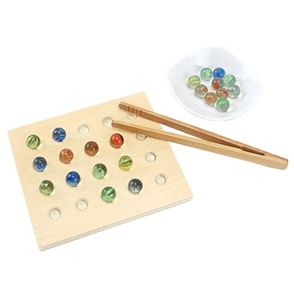 Montessori Materials Klipp ballene med brett Tre Brett Spisepinner Trening Praktisk Livet Pedagogisk Leker