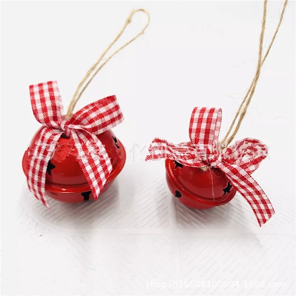 6 bitar Jul Metal  Jingle Bell med Bowknot Hampa Rep Hänge till Jul Träd prydnad
