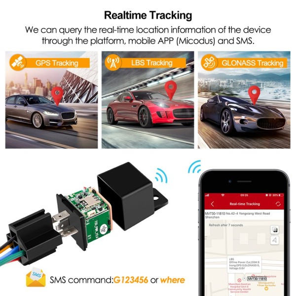 Relä GPS Spårare Bil Motorcykel GPS Realtid Spår