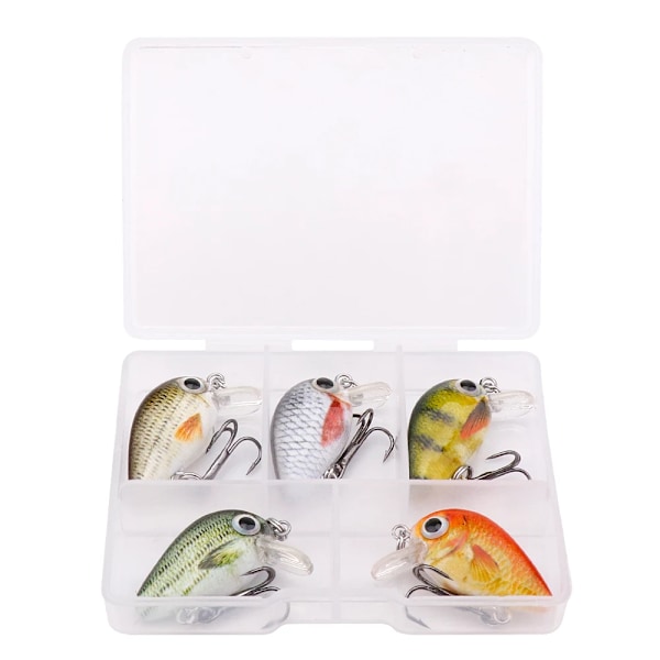 5 bitar Mini Fisk Bas Fiske Lure Set 3cm 1,5g Mini Konstgjorda beten