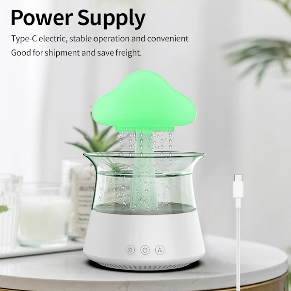 Regn moln natt ljus luftfuktare med regnande vatten droppar ljud och 7 färg led ljus eterisk olja diffusor aromaterapi