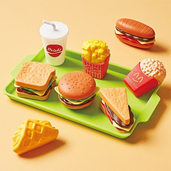 10 bitar Mini Burger Set Låtsas Leka Kök Snabb Fot Simulering Hamburgare Leksaker För Barn