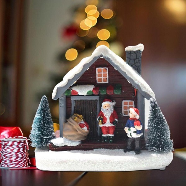 Jul pynt snø scene landsby hus vinter pynt sett