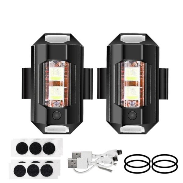 Universal Led Aircraft Strobe Lights Motorcykel Anti-kollisions Advarsel Lys med USB Opladning