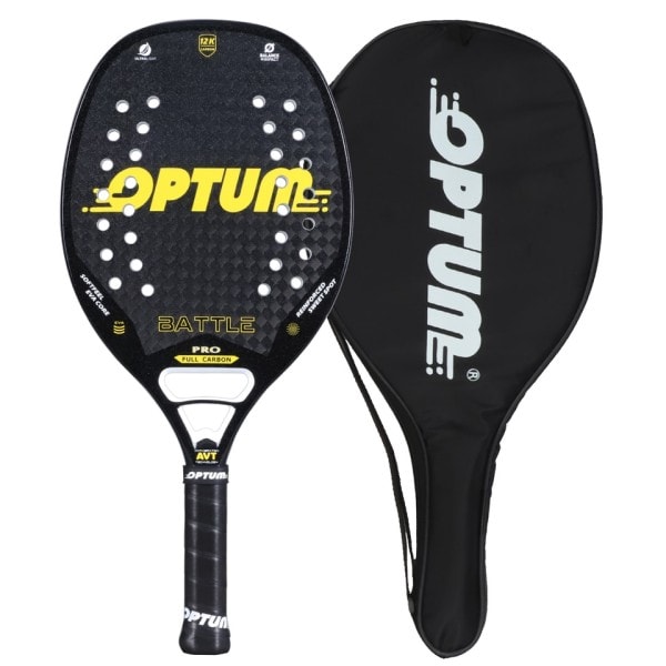 12K kol fiber grov yta strand tennis racket med överdrag väska