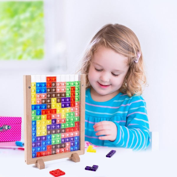 Färgglatt 3D pussel trä tangram matematik leksaker  intellektuell pedagogisk leksak för barn
