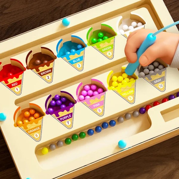 Magnetisk digital pärllabyrint leksak för barn 2-6 åldrar i trä