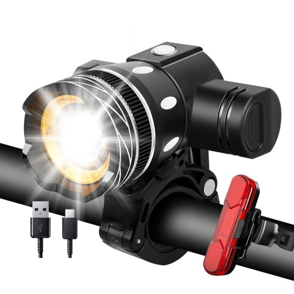 LED sykkel front lys 2400mAh USB oppladbart MTB sykkel frontlykt
