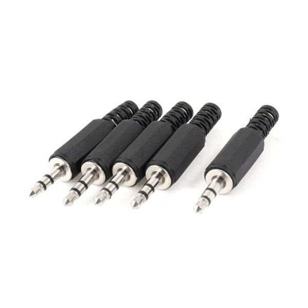 5 stk 3,5 mm hodetelefon kontakt hann to kanals lyd jack plugg