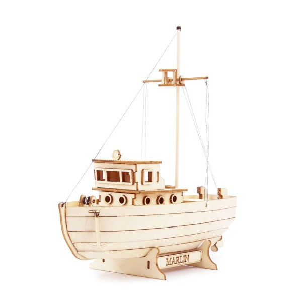 Trä Skepp Modell Kit Segelbåt Fiske Båt Byggnad 3D Pussel Montering Trä Gör-det-själv Mekanisk leksak
