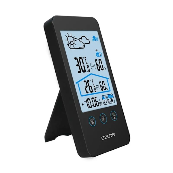 Husstand Trådløs Digital Termometer Hygrometer Måne Fase C/F Temperatur Sensor Fugtighed Måler Alarm Ur