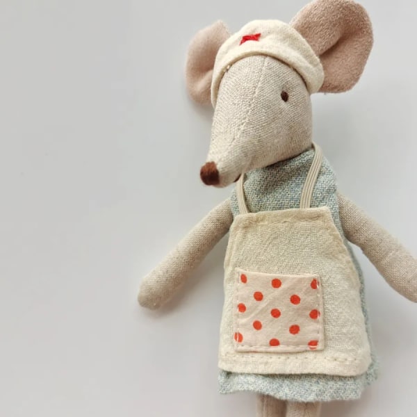 Lille sygeplejerske mus stof legetøj jul nyt år gave nyfødt børn dukke små mus bløde plydder