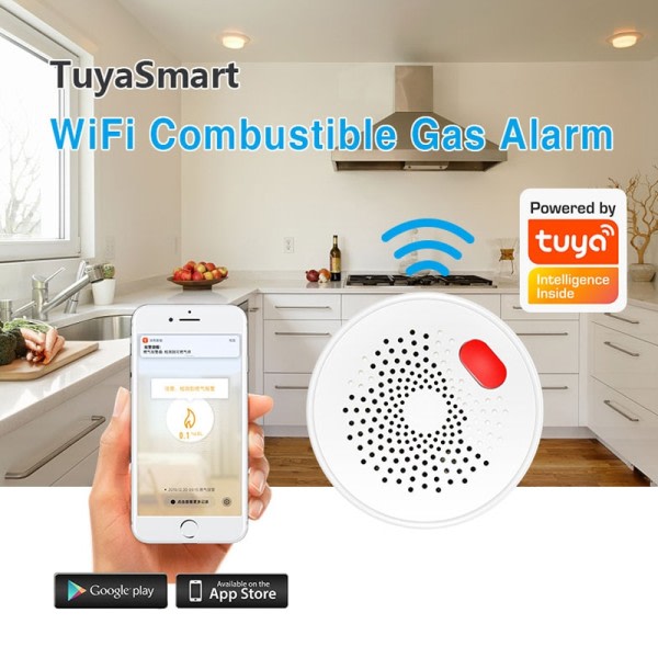 Smart Home Wifi Naturgass Sensor Brennbart Kull Gass LPG Gass Lekkasje Alarm Detektor Brann Sikkerhet