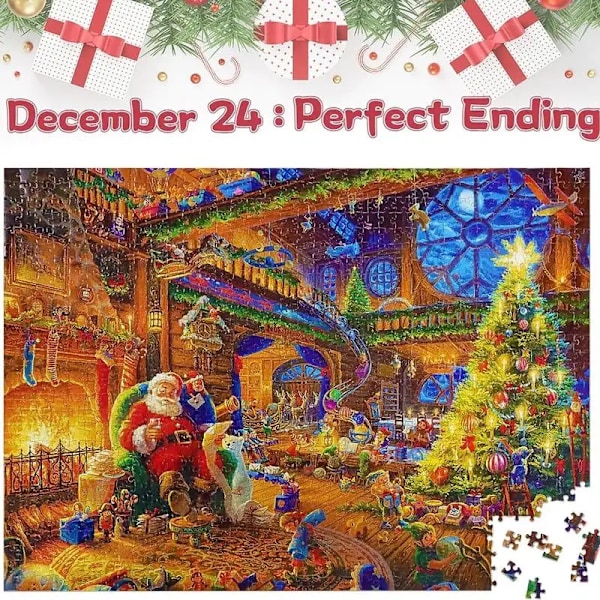 Jul Advent Kalender 1008stk Julemand puslespil 24 Dage Nedtælling