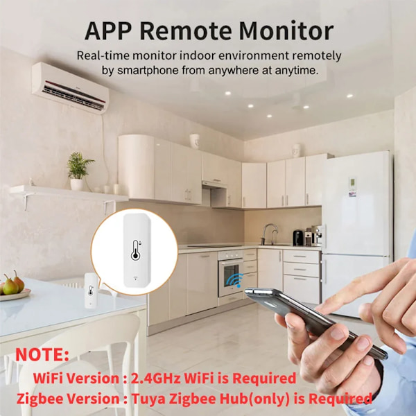 Tuya WiFi Smart Temperatur Fugtighed Sensor Indendørs Hygrometer