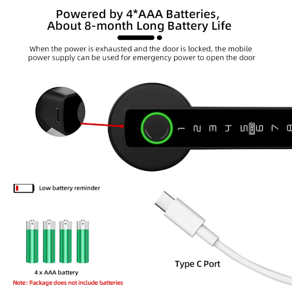Elektronisk Lås med Adgangskode/Køgle/IC Kort/ Smartlife/ Tuya APP Lås op