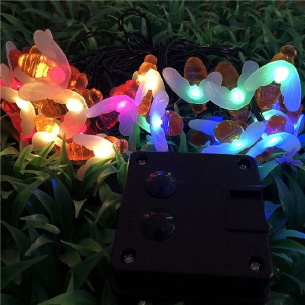 Vanntett Utendørs Søtt Honing Bee LED Fairy String Lights Solar Bee light  Jule Garland Lights