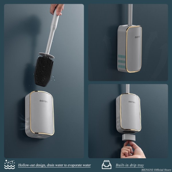 Toilet Børste Badeværelse Vægmontering Hurtig Dræning Rent Værktøj
