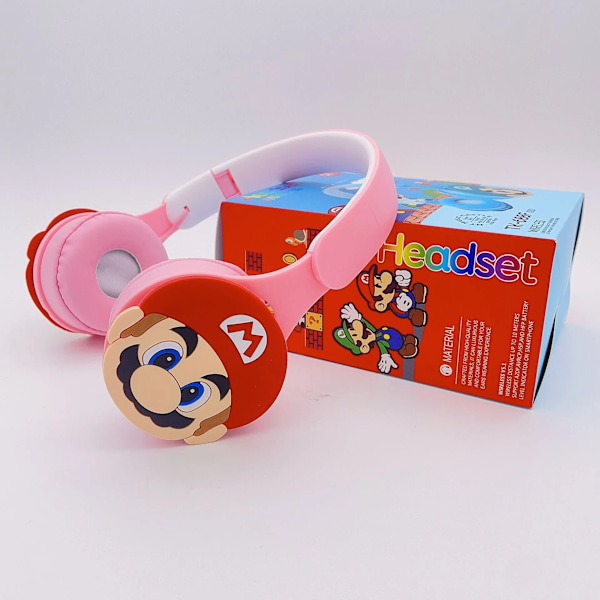 Super Mario Stereo Headset Bluetooth Headset Folding Trådløst Tegneserie Sport Spill Headset