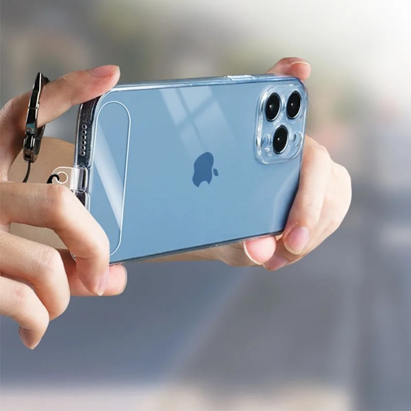 10 bitar Transparent Mobil Telefon Snöre Remmar Patch Utbytbar Fast Kort Shell Anslutning Hänge Med Lanyard Hål