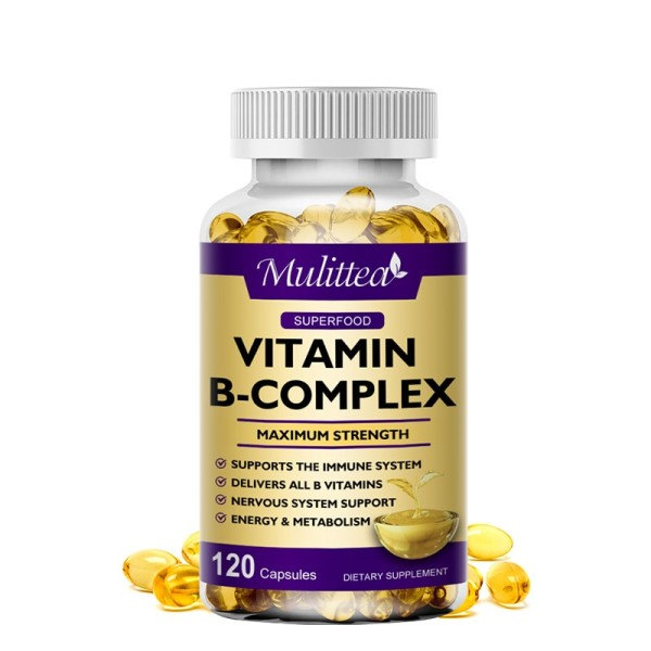 60 bitar Vitamin B Komplex Kapsel B12 Folsyra Biotin Reducera Stress Bättre humör Nervsystemet Hälsa Energi Tillskott