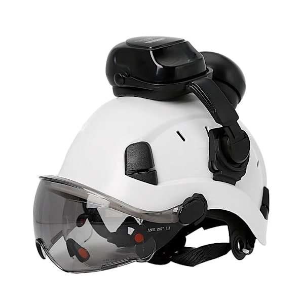 Konstruktion Sikkerhed Hjelm Med Visor Indbygget Goggle Høreværn