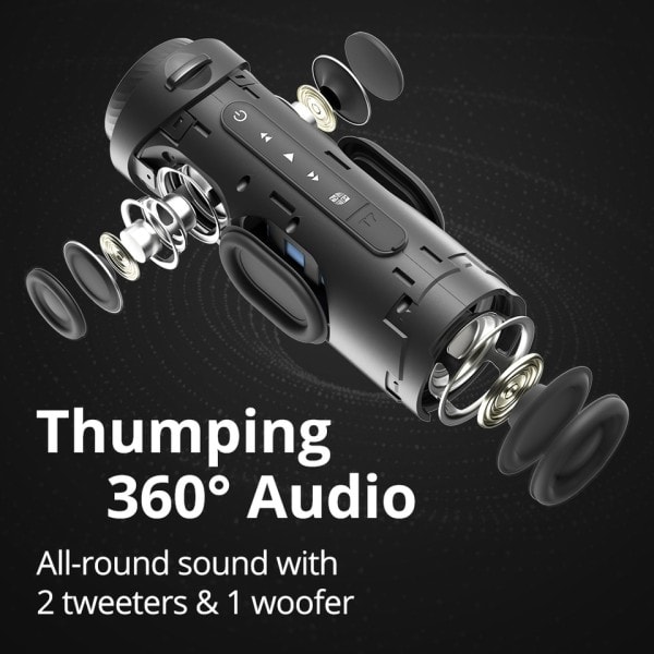 T7 kaiutin Bluetooth kaiutin 360 asteen surround ääni, Bluetooth 5,3, LED tilat, True langaton kaiutin