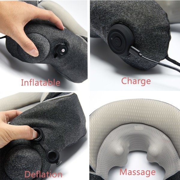 Elektrisk U formad massage kudde massör för nacke shiatsu resekudde