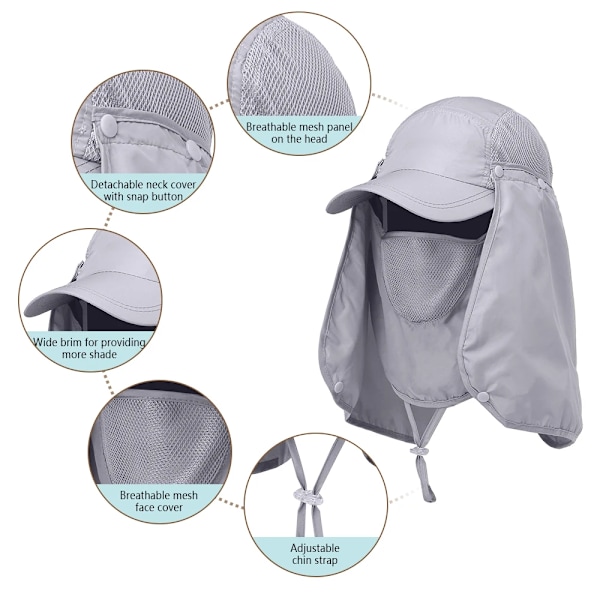 Fiske Hatt Utendørs Sport Turing Visor Hatt UV Beskyttelse Ansikt Nakke Dekke Fiske Sol Beskyttelse Hatt