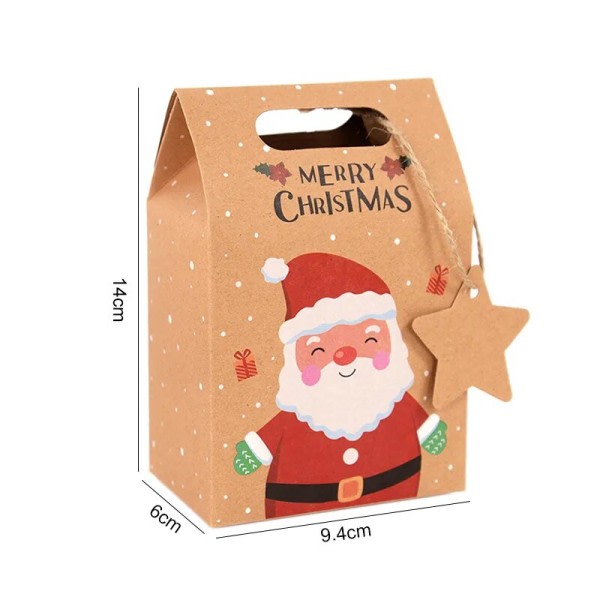 6 stykker god jul godteri gave eske med tag kraft papir cookies gave pakning poser