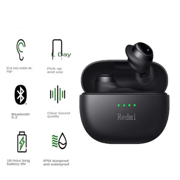 Bluetooth 5.2 Hörsnäckor Typ-C In-Ear Hörlurar med Mini laddning fodral Vattentät Sports Hörlurar