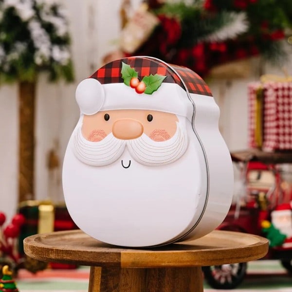 Jul dekoration tillbehör pepparkakor man kex låda tomten godis ask tecknad snögubbe plåt låda